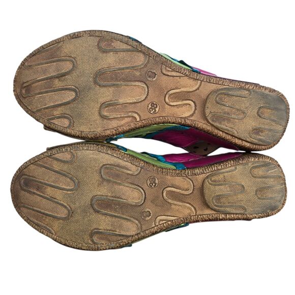 Karyoka Multicolor Cutout Wavy Colorblock Slingback Wedge Sandals 38 US 7.5 - 8 - Picture 13 of 14